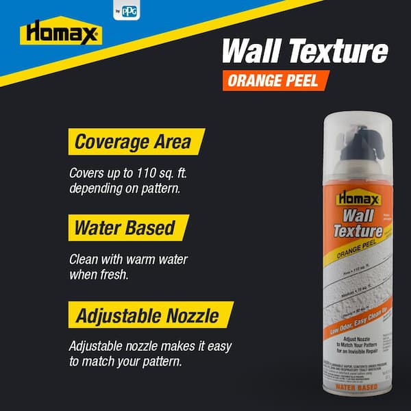 Homax 41072042963 Aerosol Wall Texture, Orange Peel, Water Based, 10 oz,  White