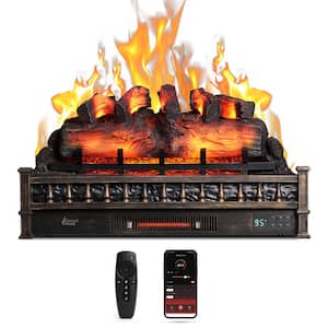 Eternal Flame 1500W 30 in. WiFi Infrared Electric Fireplace, Space Heater Log with Crackling Sound, Realistic Pinewood