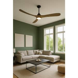 Swell Illuminated 72.0 in. Indoor/Outdoor Integrated LED Matte Black Ceiling Fan with Remote Control