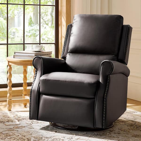 Jazm Brown Faux Leather Swivel Rocker Manual Recliner