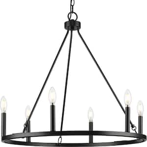 Gilliam 27--5/8 in. 6-Light Matte Black Chandelier