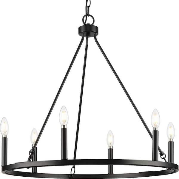 Progress Lighting Gilliam 27--5/8 in. 6-Light Matte Black Chandelier