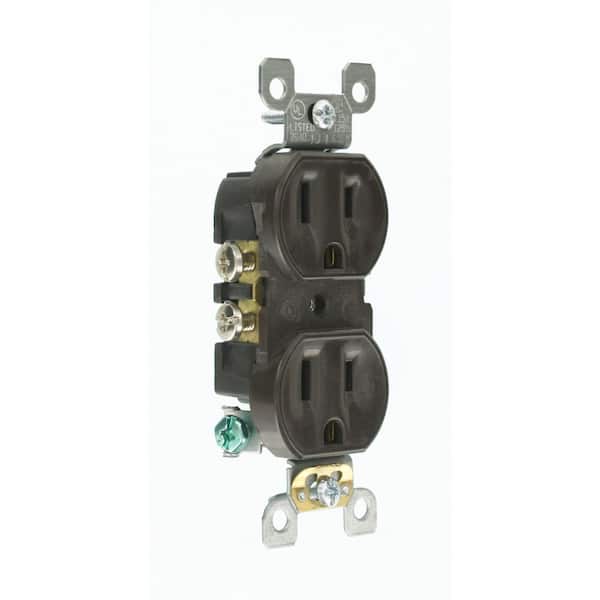 Leviton 15 Amp 125 V Self Grounding Duplex Outlet/Receptacle, Brown (1-Pack) 5320-S