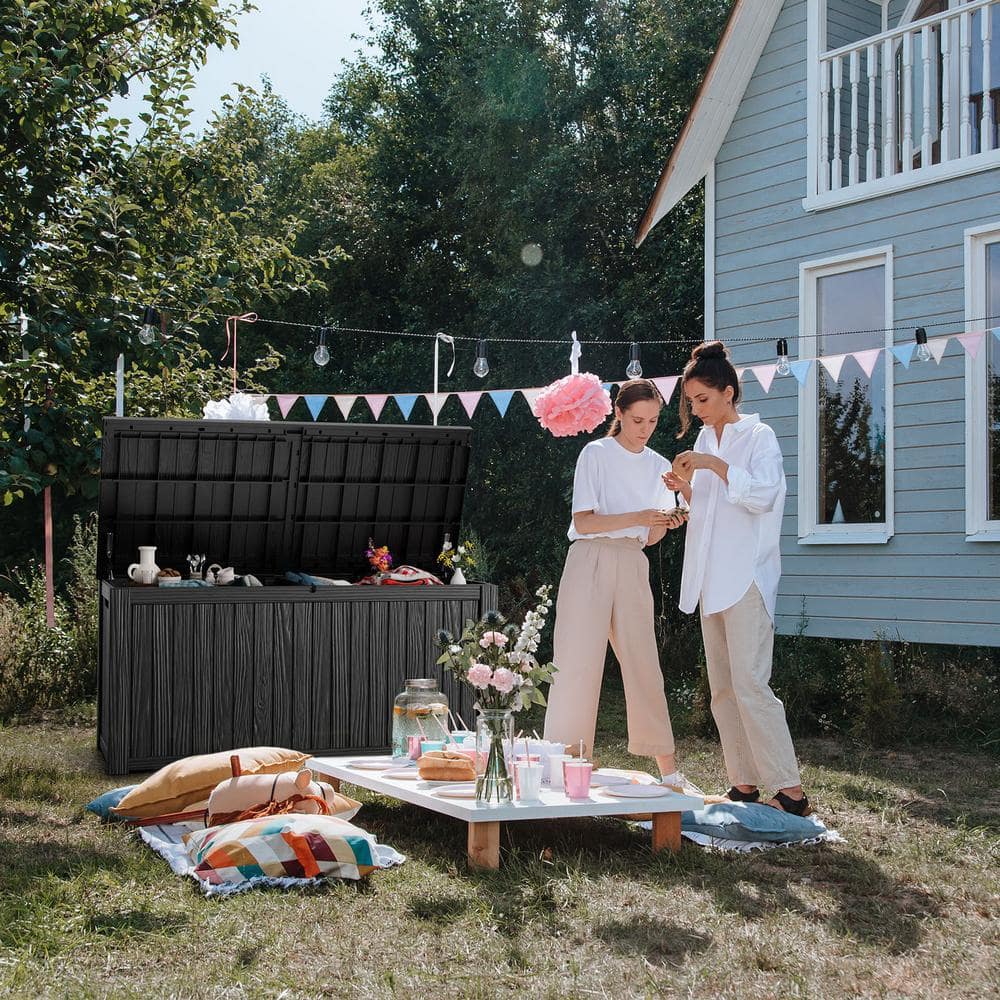 Black Resin 180 Gallon Outdoor Storage Deck Box