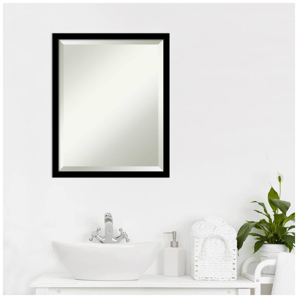 Jet Black Rectangular Beveled Bathroom Wall Mirror