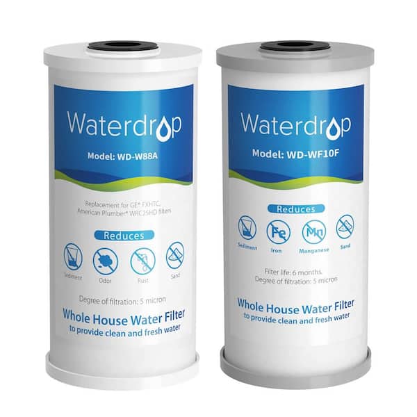 Waterdrop WD-WF10FG Whole House Water Filter, Reduce Iron and Manganese Filter Cartridge, Replacement for GE GXWH40L, 5 Micron