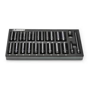3/8 in. Drive SAE/Metric Deep Impact Socket Set in EVA Foam (24-Pieces)