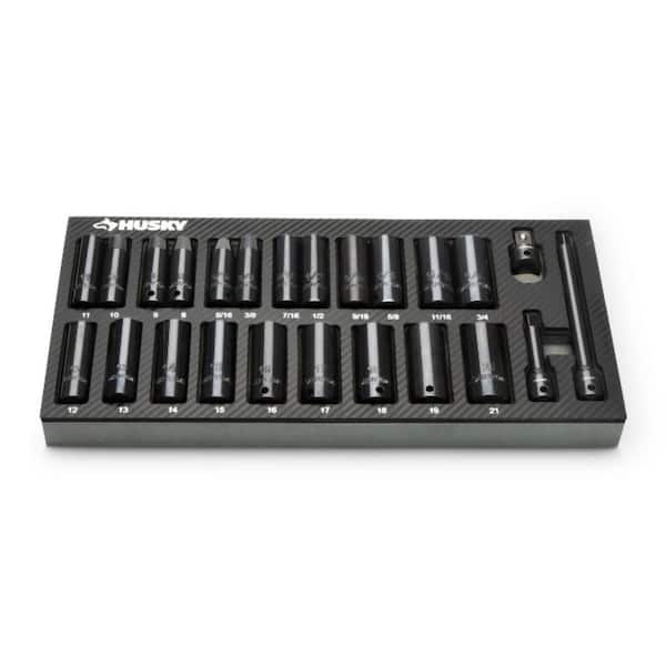 3/8 in. Drive SAE/Metric Deep Impact Socket Set in EVA Foam (24-Pieces)