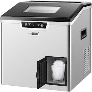 Electric 44 lbs./Day 2-in-1 Portable Square Ice Maker and Shaver Machine in Silver