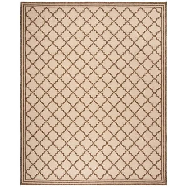 SAFAVIEH Beach House Cream/Beige 8 ft. x 10 ft. Trellis Indoor/Outdoor Patio  Area Rug