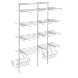 Shelftrack 16.75 in. D x 48 in. W x 84 in. H White Wire Adjustable Pantry Closet Kit with Baskets
