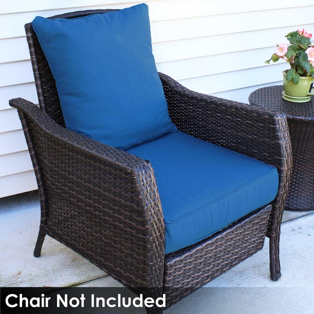 Plush Deep Seating Indoor/Outdoor Chair Cushion Set in Blue