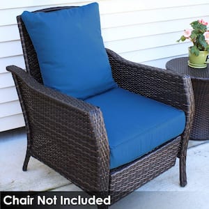 24 in. x 22 in. x 4 in. Deep Seating Outdoor Dining Chair Back and Seat Cushion Set in Blue