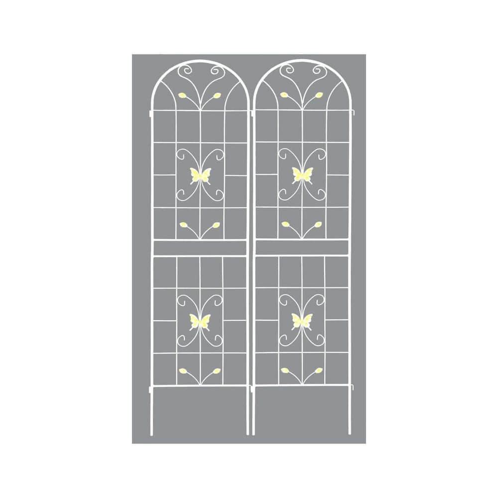 86.7 in. Outdoor Garden Trellis Metal Rustproof Climbing Plants Flower Support in White (2-Pack) price history on PriceWatchPro