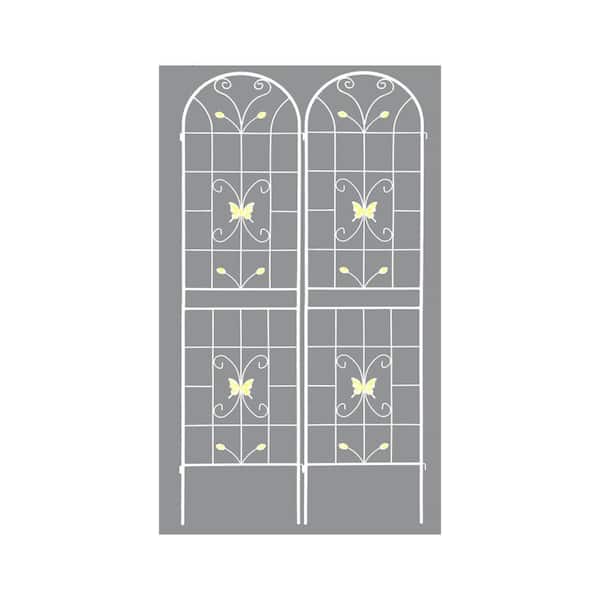 86.7 in. Outdoor Garden Trellis Metal Rustproof Climbing Plants Flower Support in White (2-Pack)