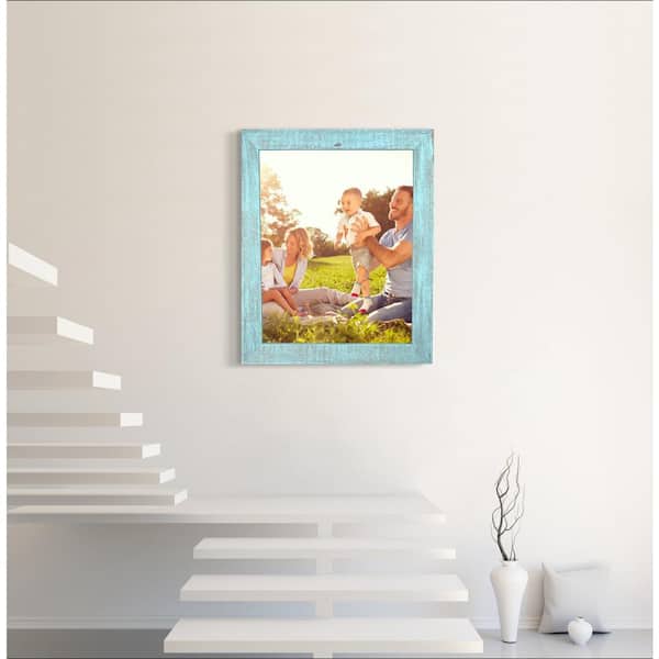 Rustic Farmhouse 24 in. x 36 in. Robin's Egg Blue Reclaimed Picture Frame (1.5 in. Molding)