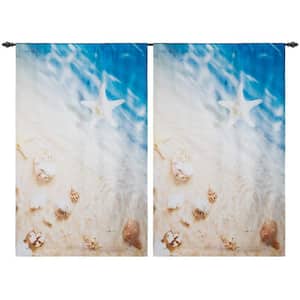 Outdoor Curtains 50"x 84" Light Blue Starfish Printed Waterproof Rod Pocket Window Drape (1 Panel )