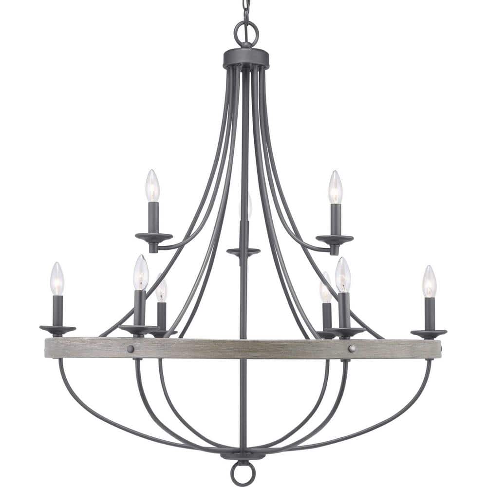 Gulliver Graphite Black Two-Tier 9-Light Chandelier