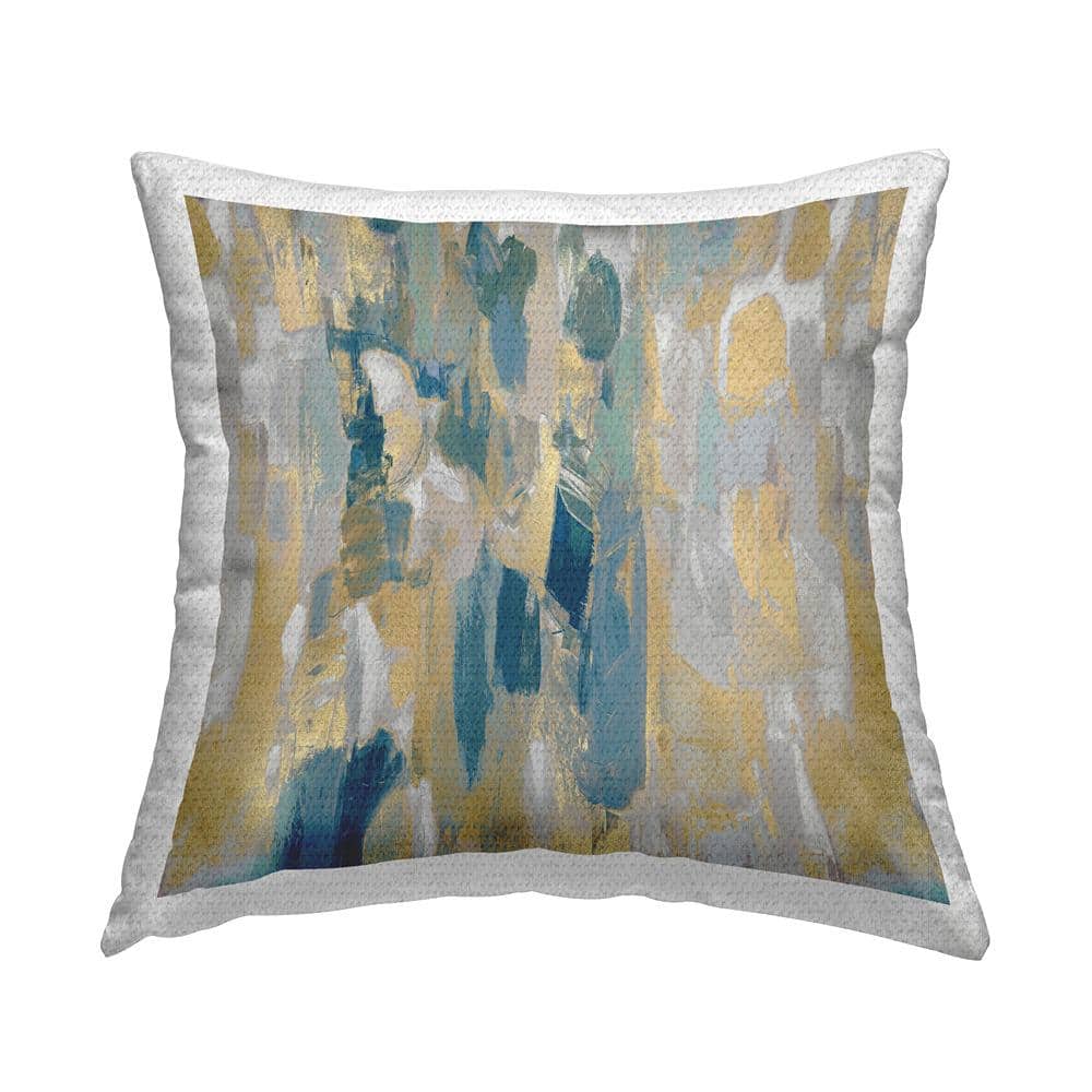 Blue Glam Chaotic Abstract Gold Square Outdoor Throw Pillow price history on PriceWatchPro