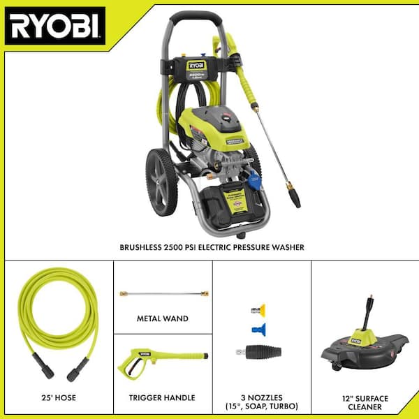 2500 PSI 1.2 GPM Cold Water Electric Pressure Washer and 12 in. Surface Cleaner with Caster Wheels