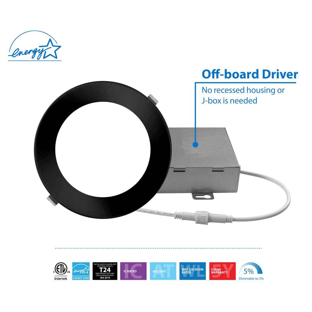 6'' Black Aluminum Dimmable LED Recessed Lighting Kit