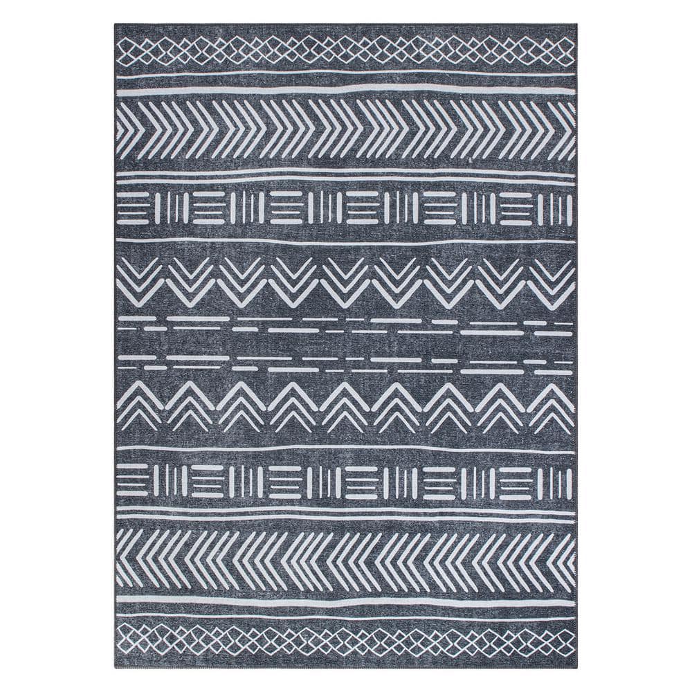Gray Geometric Flat Woven Synthetic 10' x 14' Area Rug