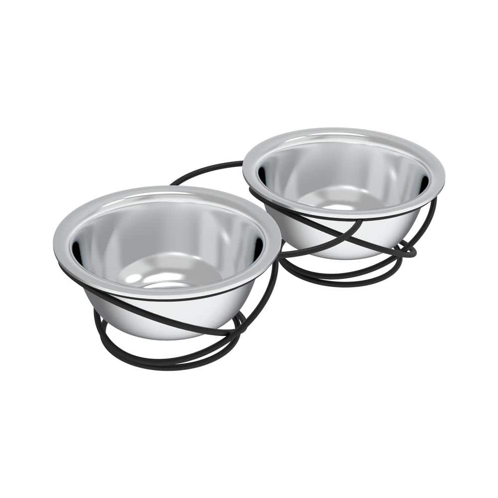with Elevated Stand and 2 Removable Stainless Steel Bowls Cats & Dogs Pet Feeder 