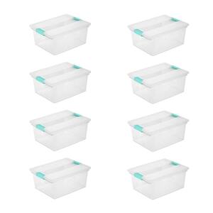 11.5 Qt. Plastic Deep Storage Container Tote with Latching Lid in Clear, 8 Pack