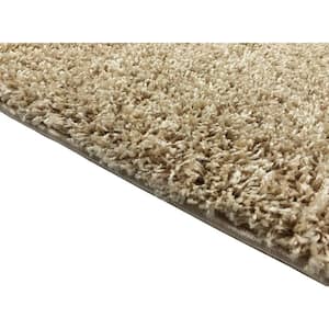 Shaggy Beige 3 ft. x 4 ft. Solid Synthetic Rectangle Area Rug