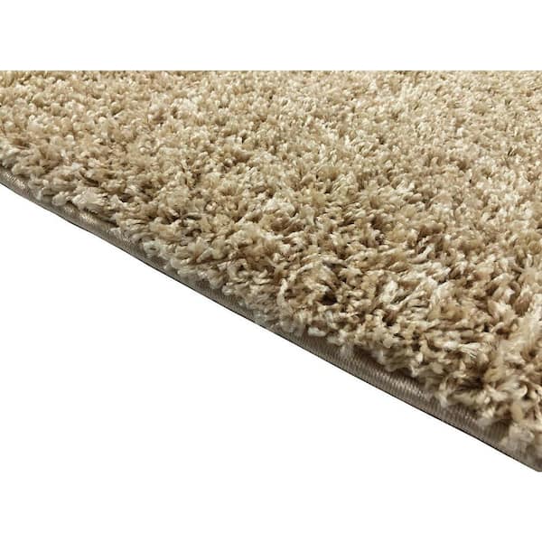 Shaggy Beige 3 ft. x 4 ft. Solid Synthetic Rectangle Area Rug