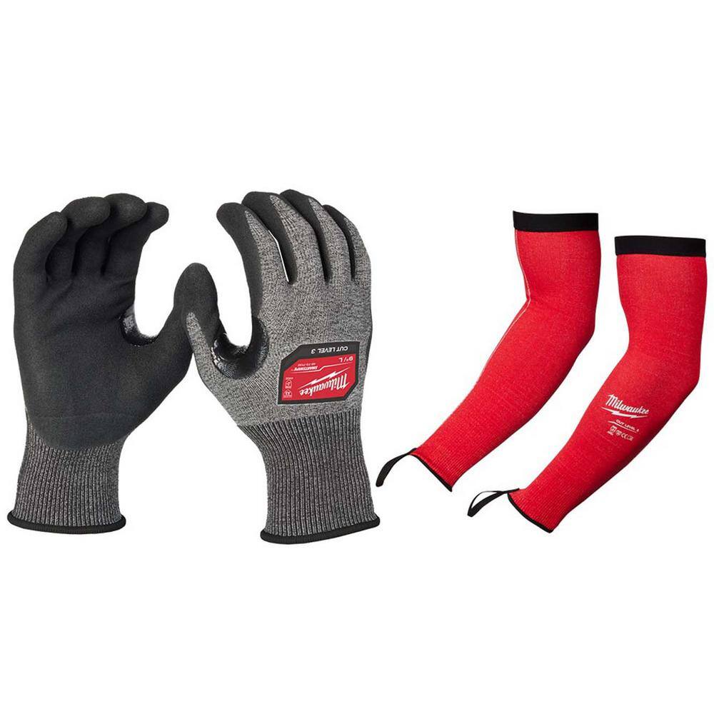Large HIGH DEX NITRILE CUT 3 GLOVES with 18 in. Red 4-Way Stretch Cut 3 Resistant Protective Arm Sleeves price history on PriceWatchPro