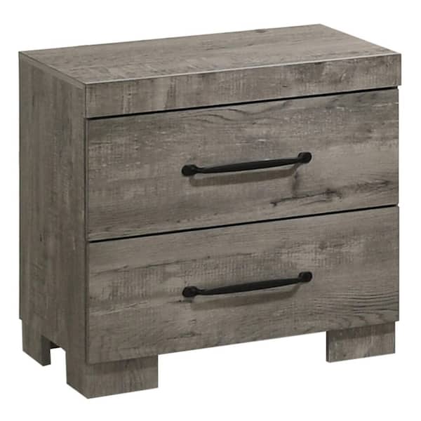 Best Quality Furniture Nico Antique Grey Color 2-Drawer 16.38 in W. Nightstand