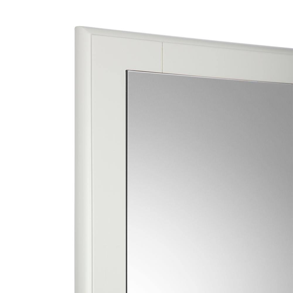 Oxford Elegance 32" Antique White Carved Wood Bathroom Vanity Mirror