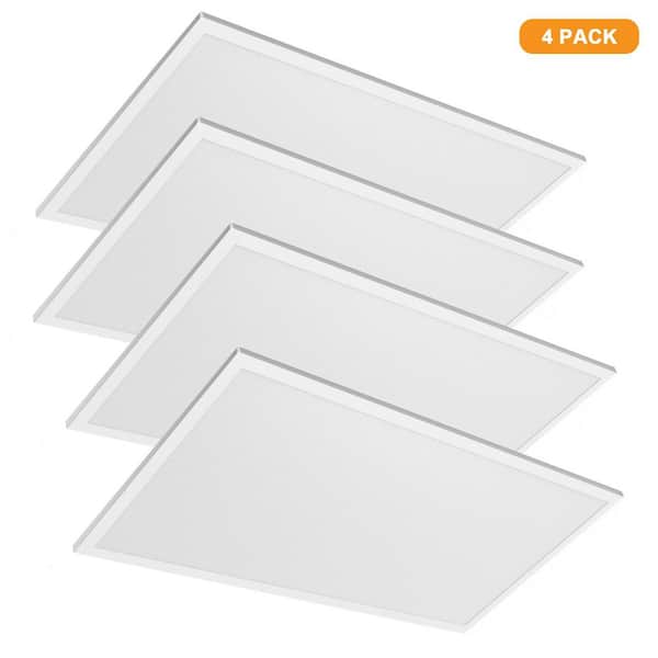 2 ft. x 4 ft. White Integrated LED Flat Panel Troffer Light Fixture at 5500 Lumens, 3500/4000/5000K Selectable (4-Pack)
