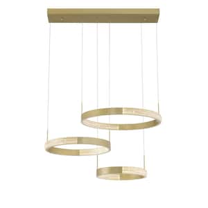3-Light Statement Tiered Integrated LED Gold Chandelier