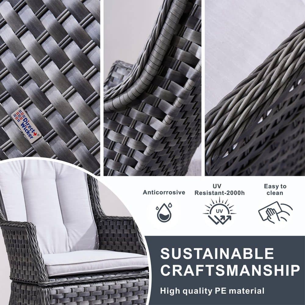Detail shots of the grey wicker weave and material