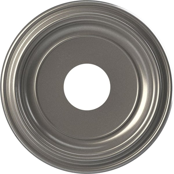 Ekena Millwork 13 in. O.D. x 3-1/2 in. I.D. x 1-1/4 in. P Traditional Thermoformed PVC Ceiling Medallion in Aged Dark Steel