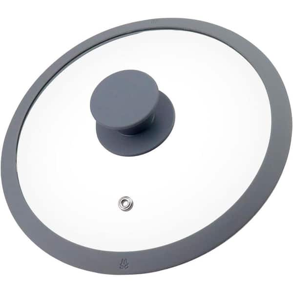 Round Tempered Glass Lid with Heat-Resistant Silicone Rim and Stainless Steel Vent, Universal for Pots and Pans