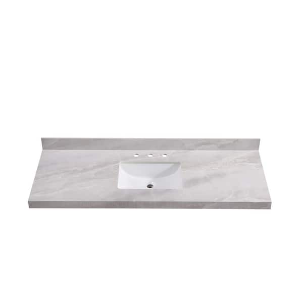 61 in. W x 22 in. D Porcelain Single Sink Vanity Tops in Light Jade