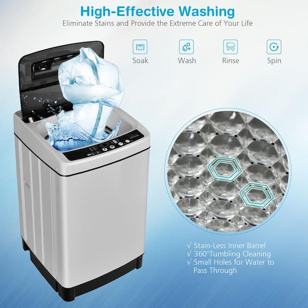 Costway Full-Automatic Washing Machine 1.5 CU.FT 11 lbs Washer & Dryer Grey