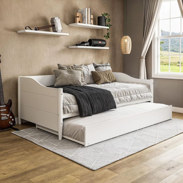 Camaflexi Mid Century Classic White Twin Size Daybed with Trundle