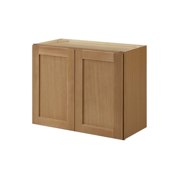 Avondale 30 in. W x 15 in. D x 24 in. H Ready to Assemble Plywood Shaker Wall Bridge Kitchen Cabinet in White Oak