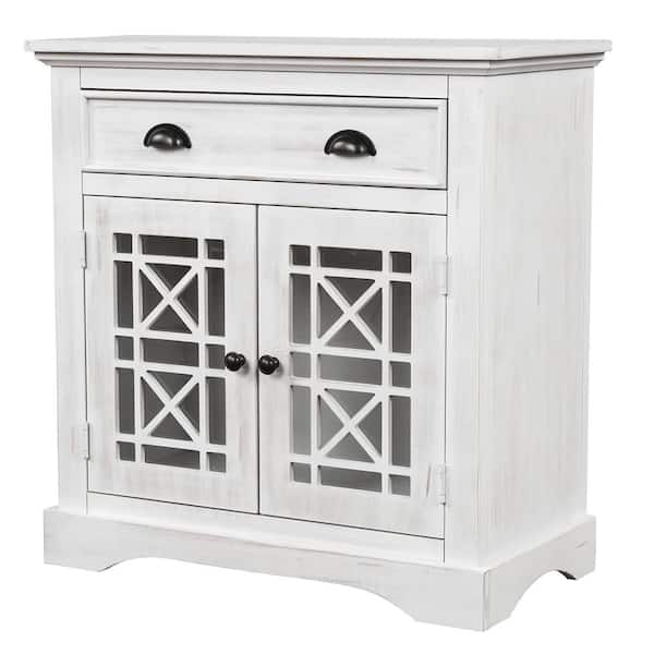 ATHMILE 28 in. White Standard Rectangle Wood Console Table