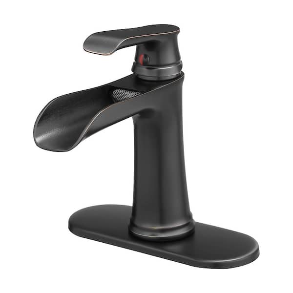 Staykiwi Single Handle Single Hole Bathroom Faucet with Deckplate Included and Spot Resistant in Oil-Rubbed Bronze