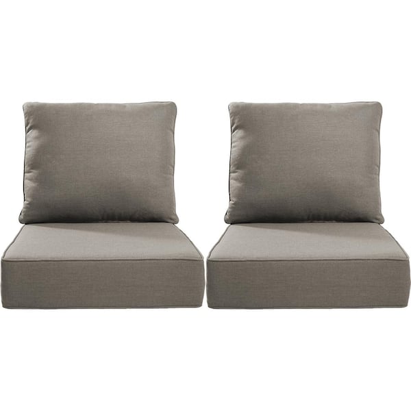 22 in. W x 24 in. D x 6 in. T 4-Piece Water and Fade Resistant Outdoor Lounge Chair Replacement Cushion Set in Gray