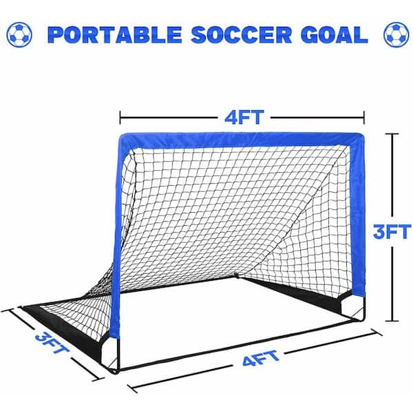 Tidoin Blue 4 ft. x 3 ft. Portable Soccer Goal Pop Up Folding