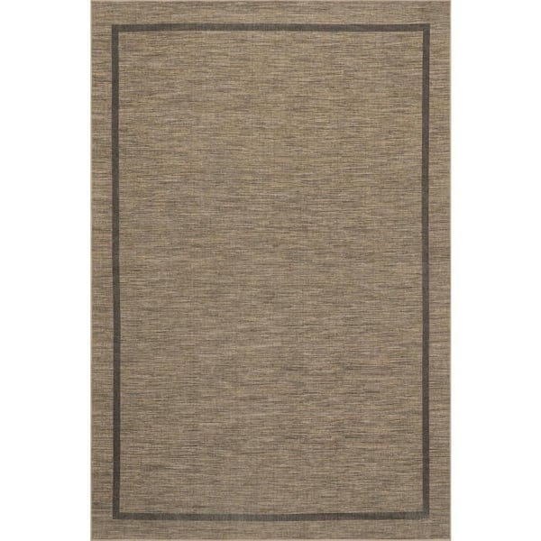Nate Berkus x Rugs Hanover Modern Bordered Washable Brown 6 ft. x 9 ft. Indoor Area Rug