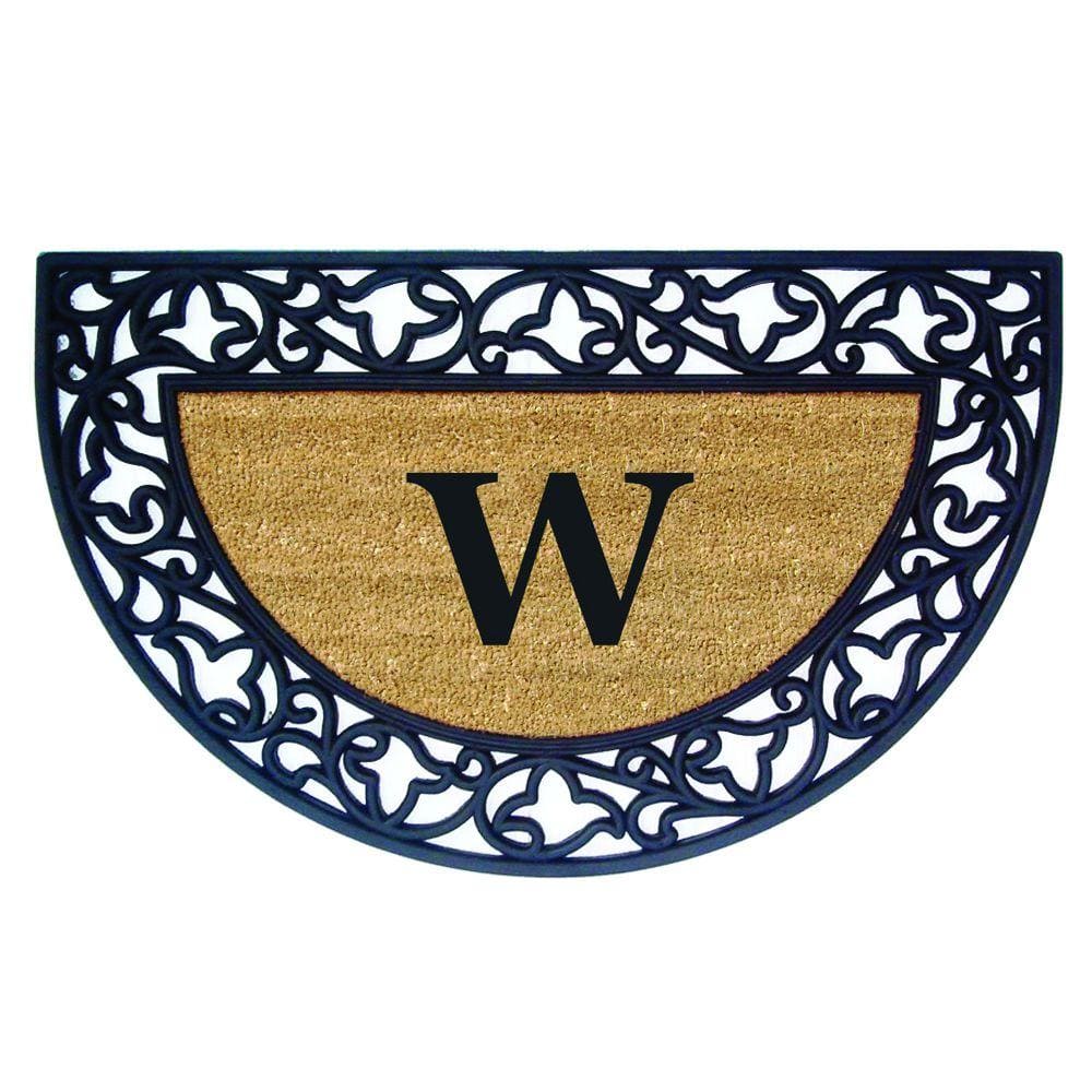 Heavy Duty Brown 22 in. x 36 in. Rubber Coir Acanthus Monogrammed W Indoor Outdoor Door Mat price history on PriceWatchPro