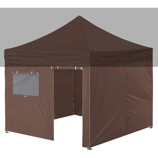Tradesparker Series 10 ft. x 10 ft. Cocoa Pop-up Canopy Tent with 4-Zippered Sidewalls
