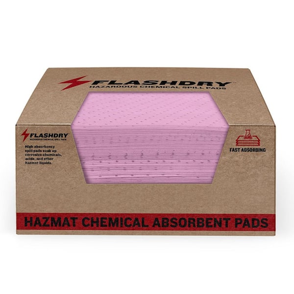 17.5" x 13.5" Chemical Spill Absorber Pads-100 Pack, High-Absorbency, Durable, Flame and Chemical Resistant Mats